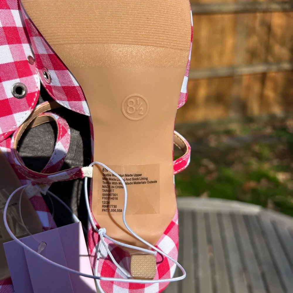 Nwt Wild Fable - Women's Lysandra‎ Gingham Eyelet Kitten Heels - size 8.5 picnic